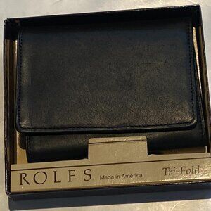 Rolfs Black Leather Trifold Wallet